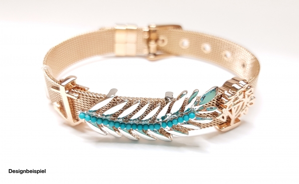 Glitzer schwarz grosses Blatt Schieber für Mesh Armbänder